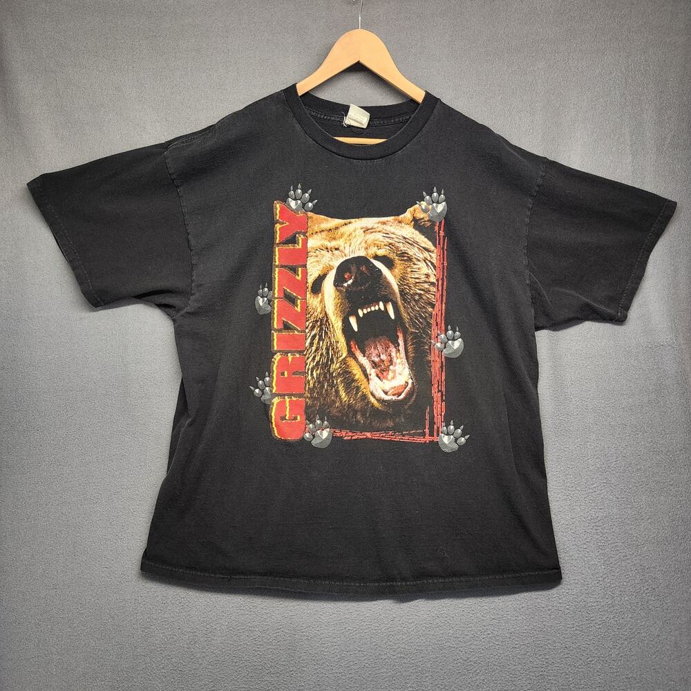Vintage Freeze Grizzly Bear Graphic T Shirt Mens XXL Black Wildlife Animal Y2K